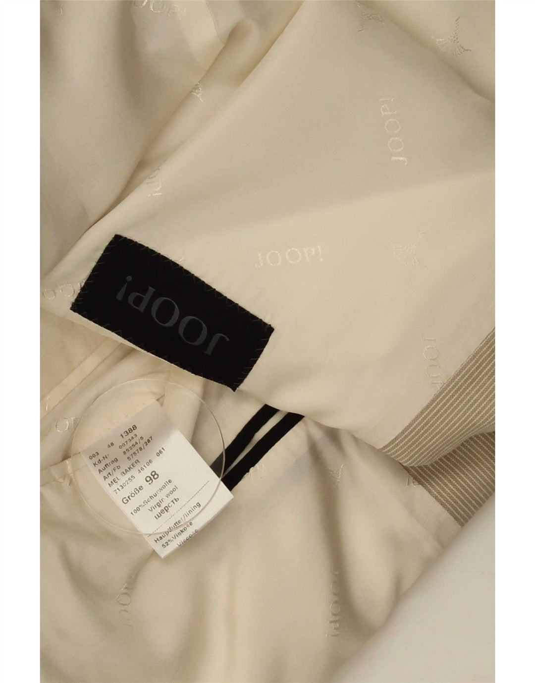 Joop Veste Blazer 2 Boutons Homme IT 48 Laine Vierge à Fines Rayures Beige Moyen