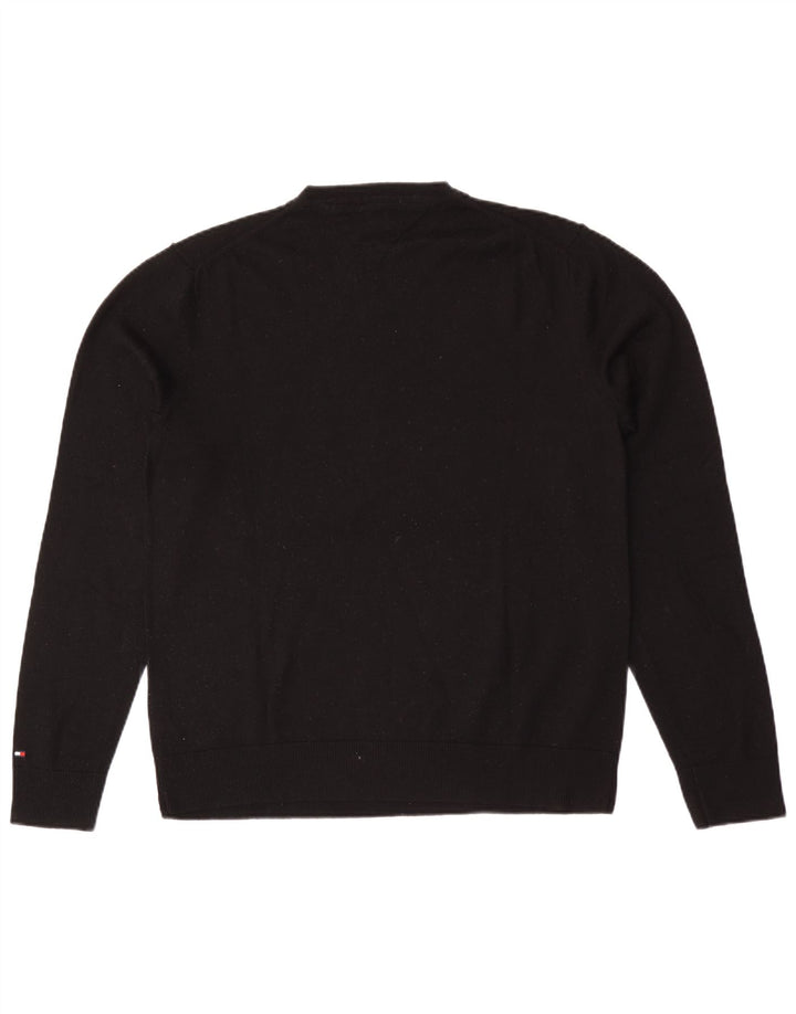 Tommy Hilfiger Pull col V pour homme XL en laine noire