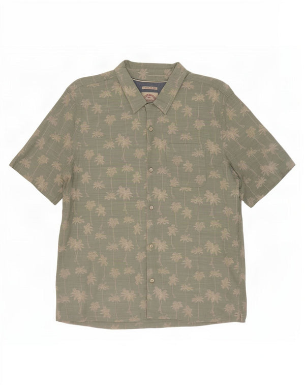 Fat Face Chemise à manches courtes pour homme Coupe régulière XL Vert Floral Coton