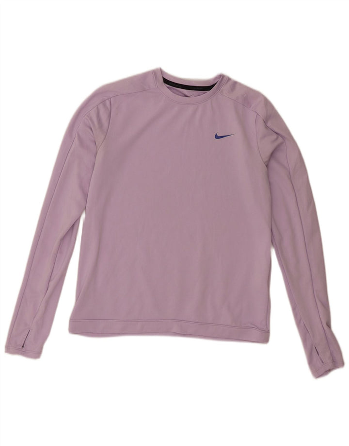 Nike Dri Fit Graphic Top à manches longues pour femme UK 10 Petit Lilas Polyester