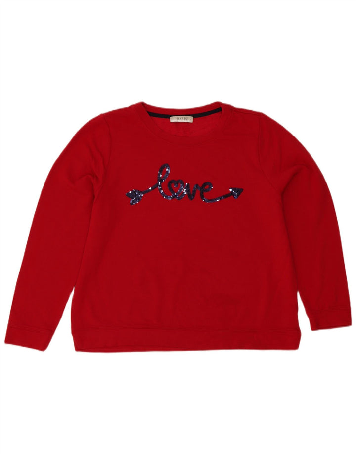Oasis Sweat-shirt graphique pour femme UK 16 Large Rouge Viscose