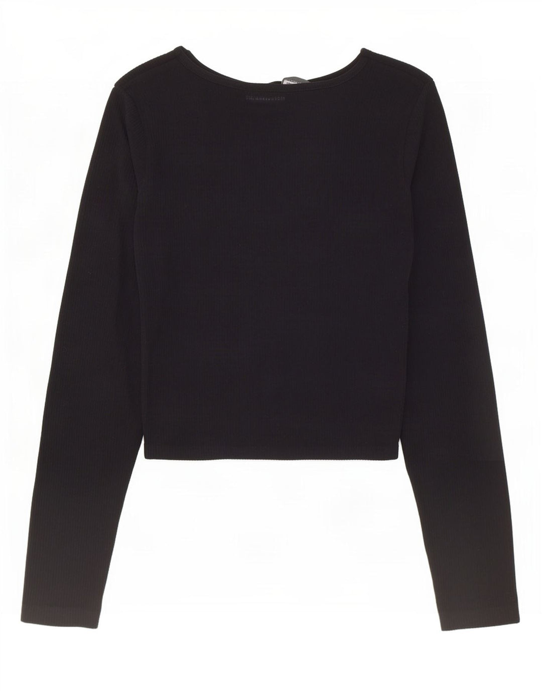 Zara Femme Crop Top Manches Longues UK 12 Medium Noir Polyamide