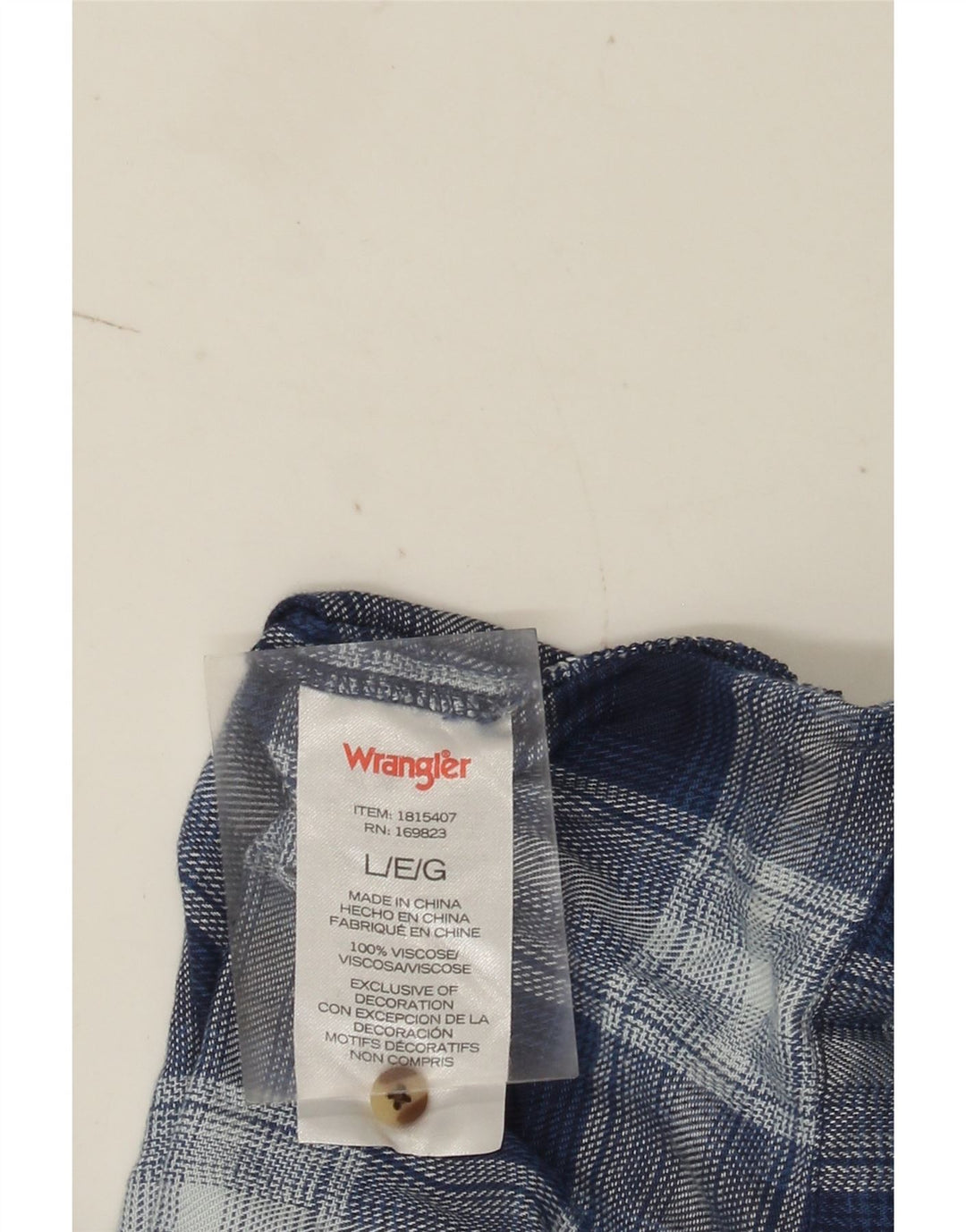 Wrangler Chemisier à manches 3/4 pour femme UK 16 Grand carreaux bleus en viscose