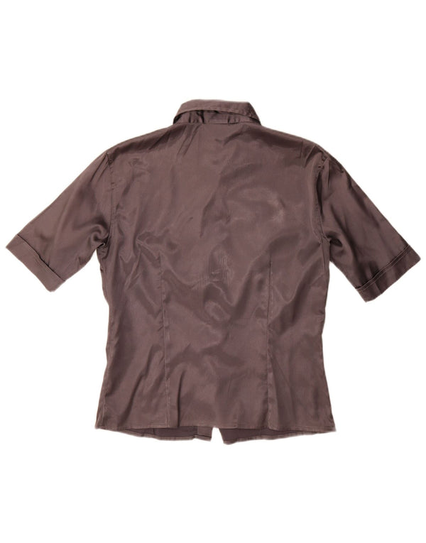 Stefanel Chemise à manches courtes pour femme UK 14 Large Gris