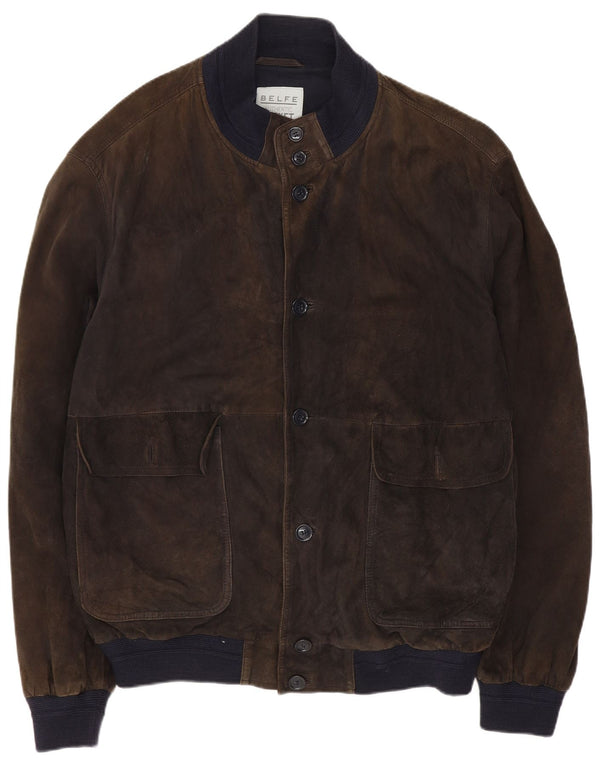 Belfe Veste Bomber en Daim pour Homme UK 42 XL Cuir Marron