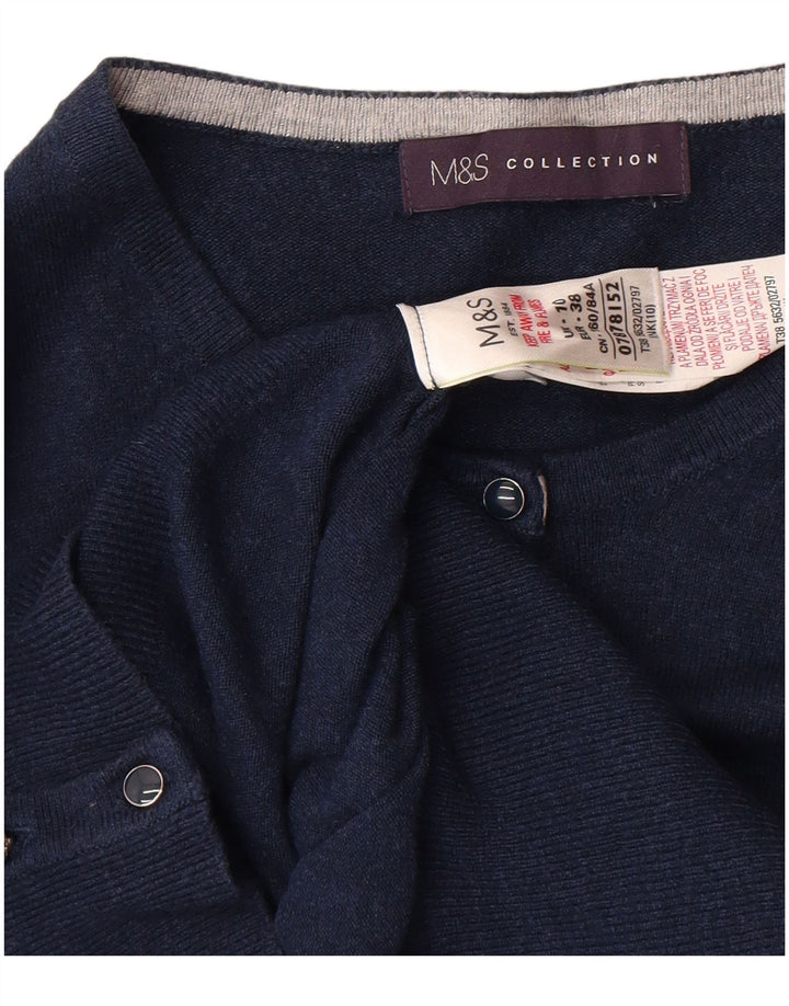 Marks & Spencer Pull cardigan pour femme UK 10 Small Bleu marine Viscose