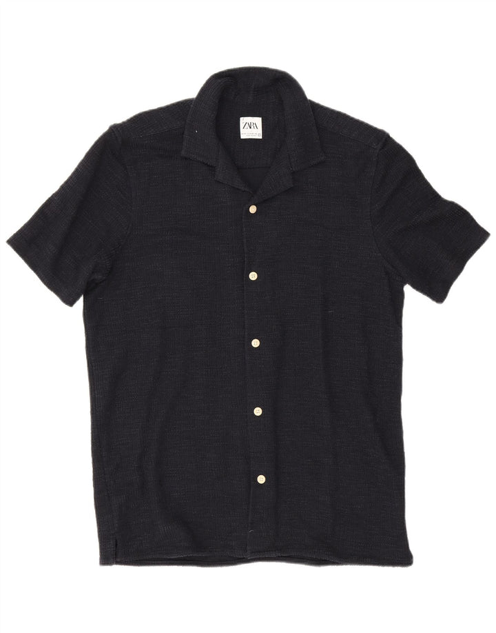 Chemise À Manches Courtes Femme Zara Bleu Marine Moyen