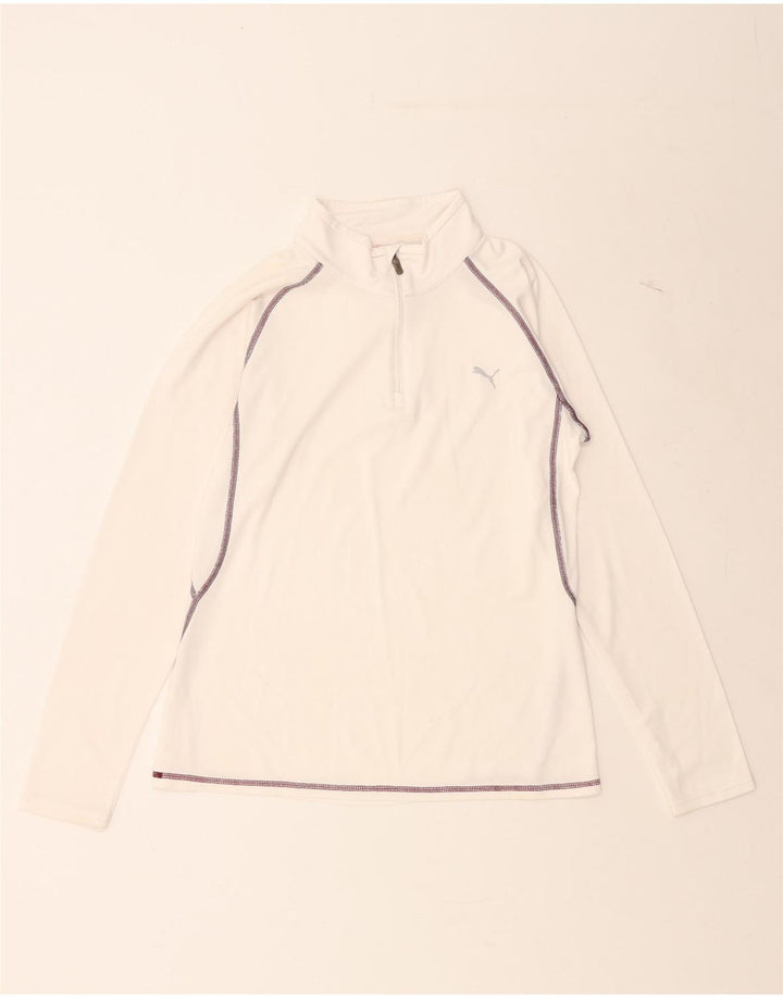 PUMA Womens Zip Neck Pullover Tracksuit Top UK 12 Medium  White Vintage Puma and Second-Hand Puma from Messina Hembry 
