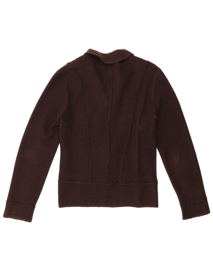 Hobbs Cardigan court pour femme en laine mérinos marron moyen UK 12