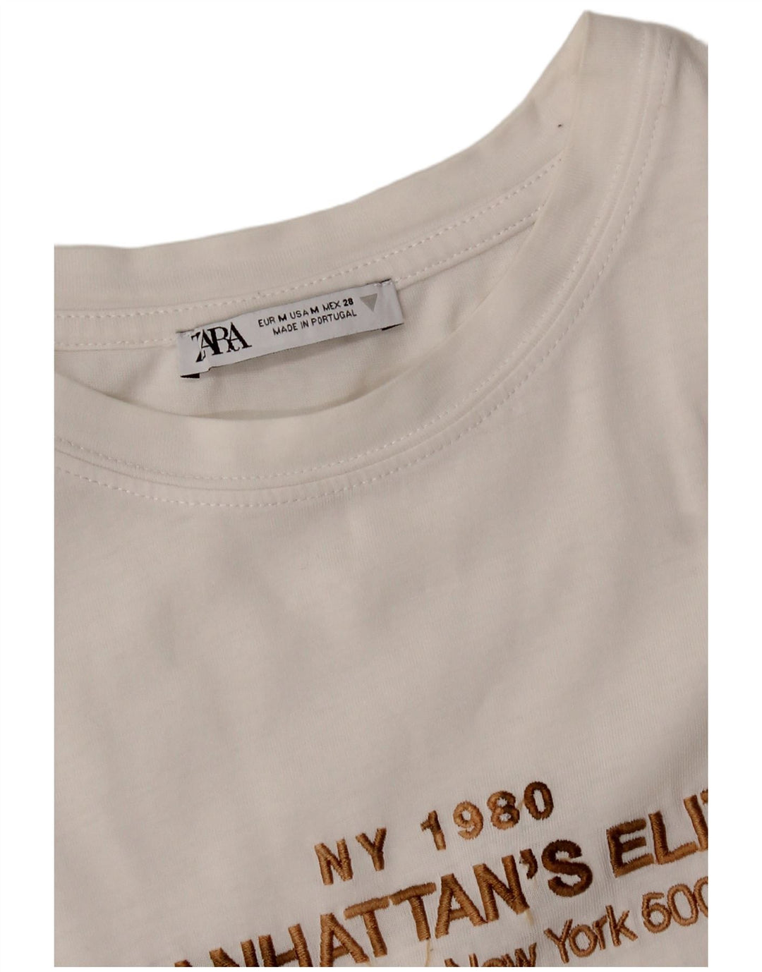Zara T-shirt graphique pour femme UK 12 Blanc moyen