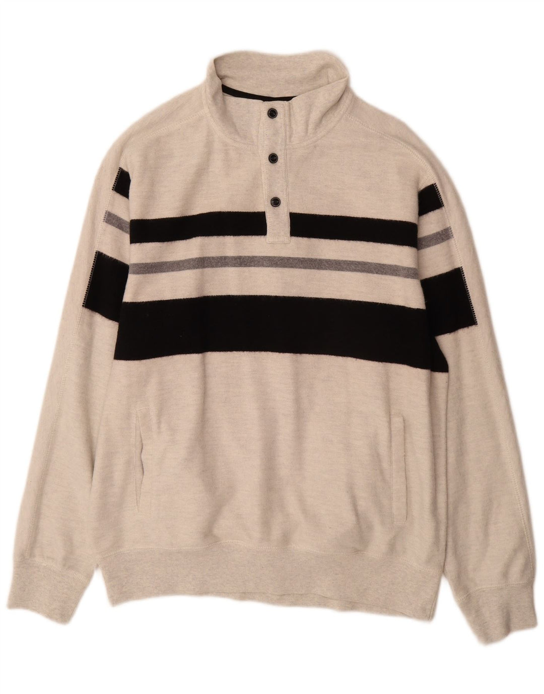 Chaps Sweat-shirt à col boutonné pour homme XL Gris Colorblock Coton