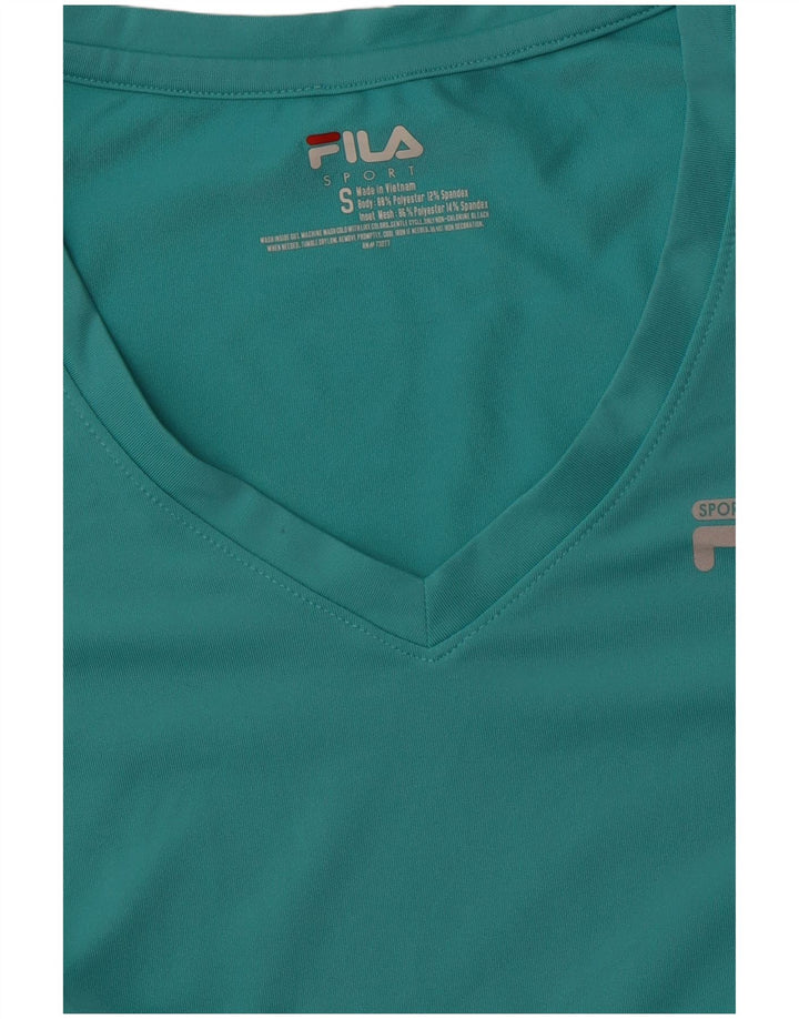 FILA Femme T-Shirt Top UK 8 Small Turquoise Polyester