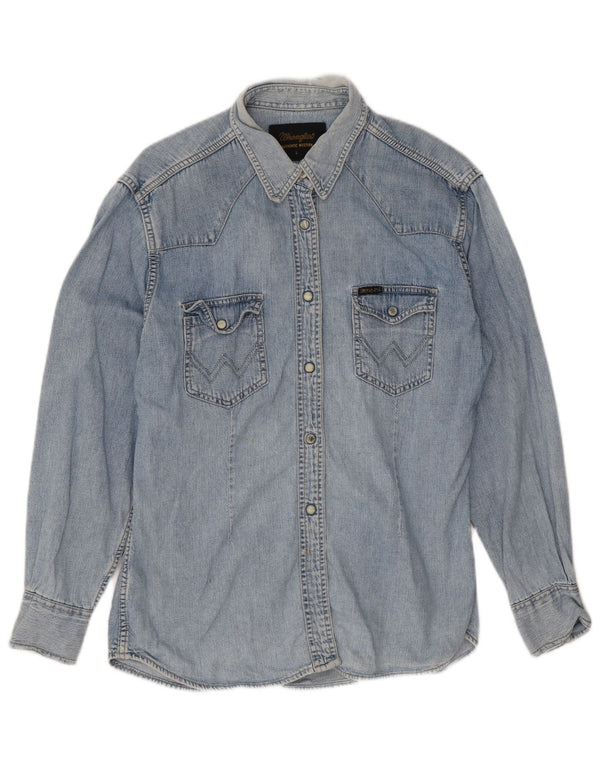 Wrangler Chemise en jean pour femme UK 14 Large Bleu