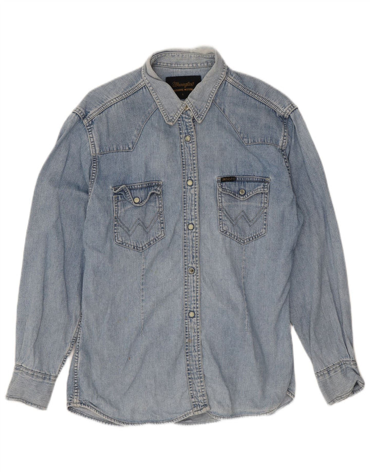 Wrangler Chemise en jean pour femme UK 14 Large Bleu