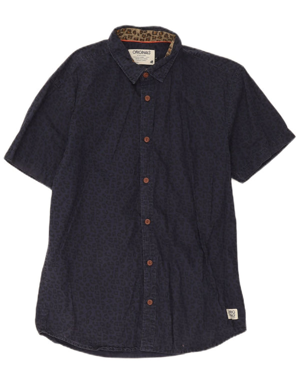 Jack & Jones Chemise à manches courtes pour hommes en coton à imprimé animal bleu marine grand