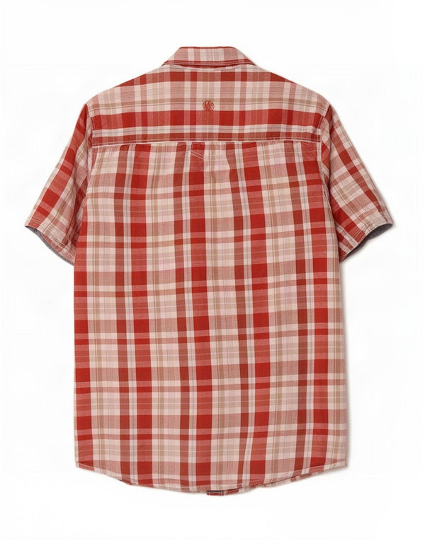 Fat Face Chemise à manches courtes pour homme en coton à petits carreaux rouges