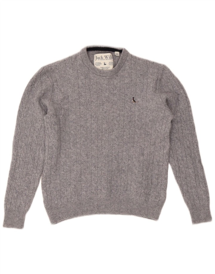 Jack Wills Pull à col rond pour femme UK 14 Laine mouchetée gris moyen