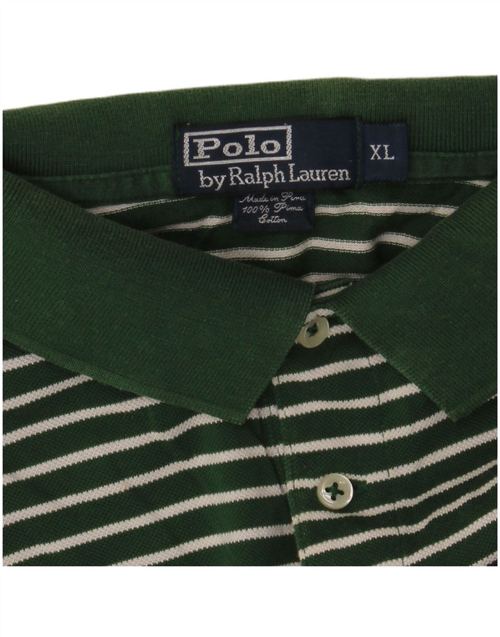 POLO RALPH LAUREN Polo Homme XL Vert Rayé Coton