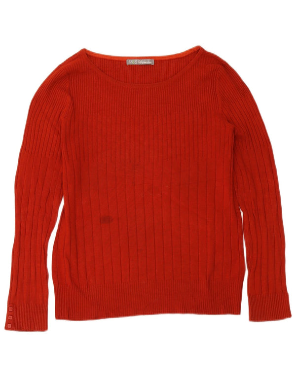 Marks & Spencer Pull col bateau pour femme UK 16 Large Rouge Viscose