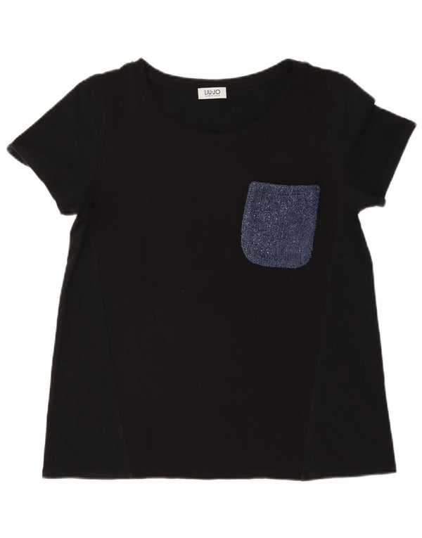 Liu Jo T-Shirt Femme Top UK 12 Medium Navy Blue Colourblock