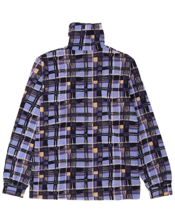 Conte of Florence Pull polaire à col zippé pour femme UK 14 Bleu moyen à carreaux