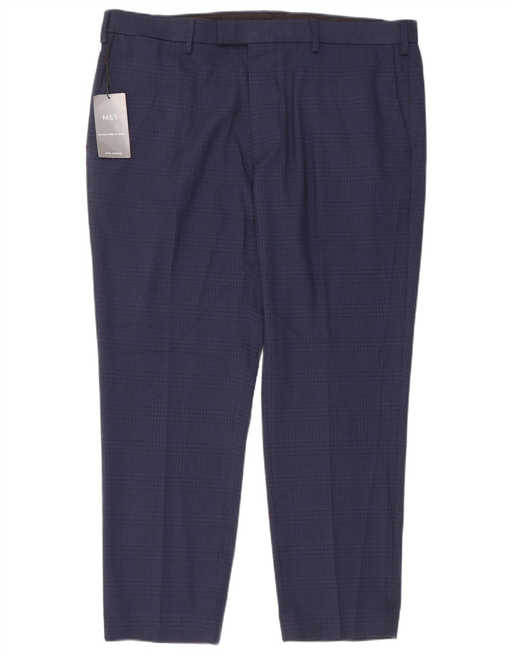 Marks & Spencer Pantalon de Costume Coupe Ajustée Homme W40 L29 Bleu Marine