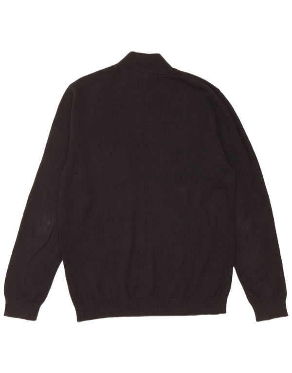 PIERRE CARDIN Mens Turtle Neck Jumper Sweater Large Black Cotton