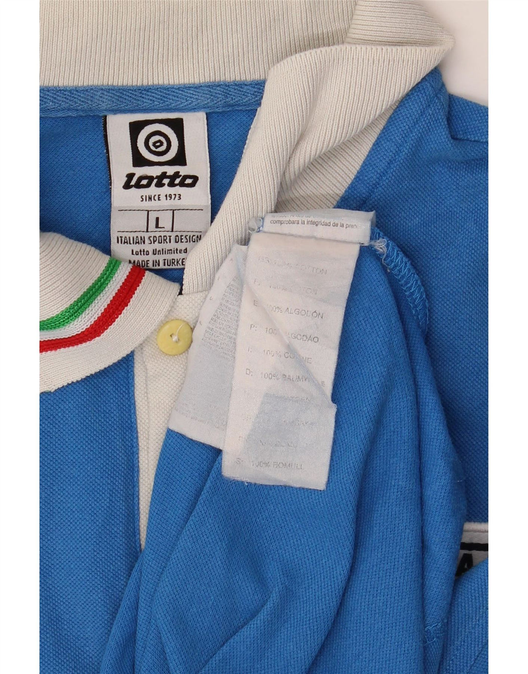 LOTTO Polo de rugby graphique Italia pour femme UK 14 Large Bleu Coton