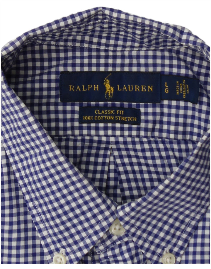 RALPH LAUREN Chemise coupe classique pour homme en coton vichy bleu grand