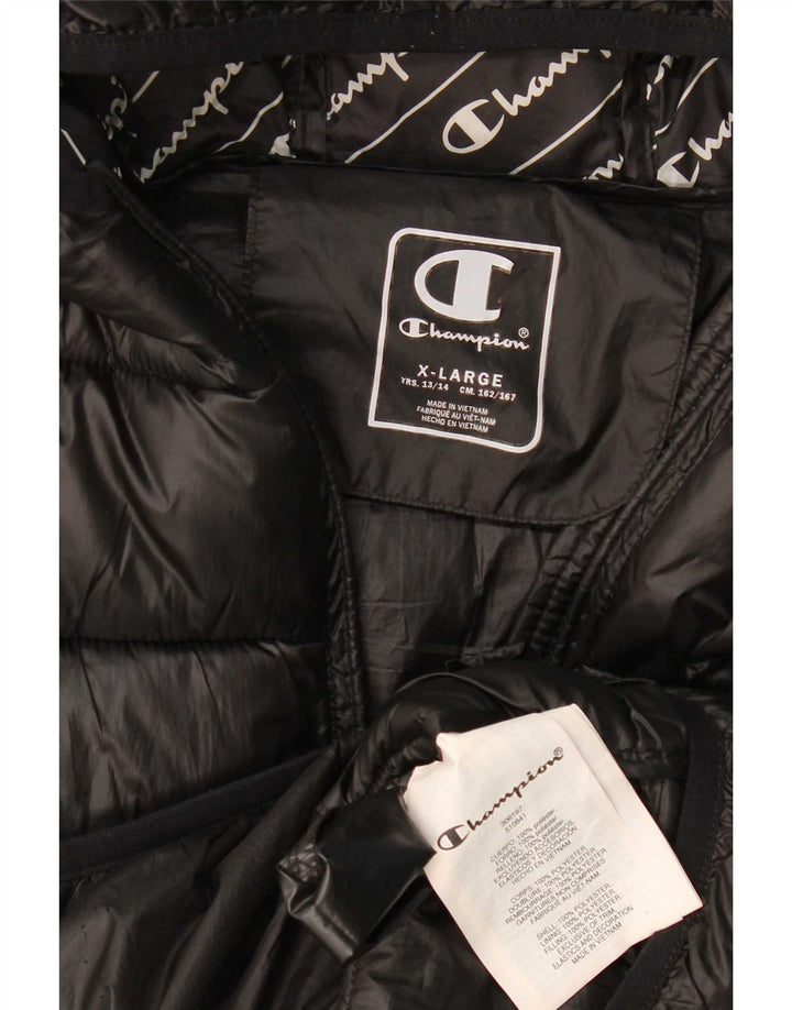 Champion Veste matelassée à capuche pour garçon 13-14 ans XL Noir Polyester
