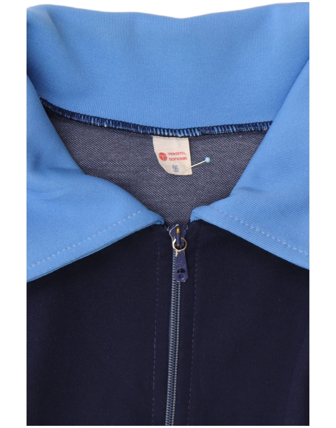 VINTAGE Homme Survêtement Top Veste EU 56 XL Bleu Colourblock Rétro