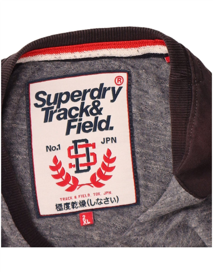 SUPERDRY Haut graphique à manches longues pour hommes 2XL Gris Colorblock Coton