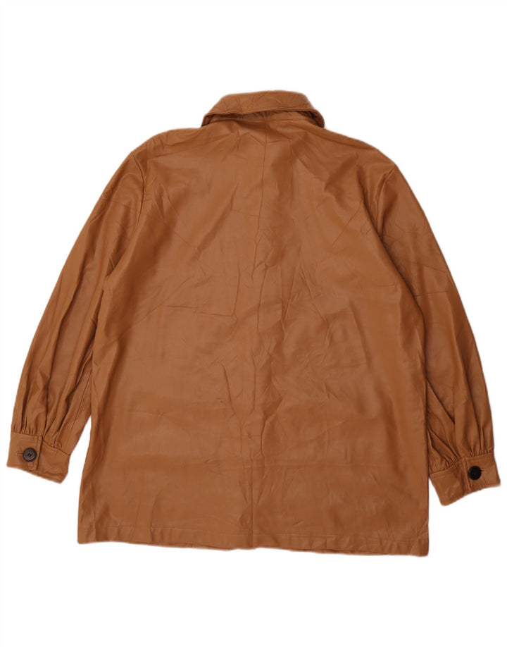 Zara Manteau surdimensionné en similicuir pour femme UK 10 Petit polyuréthane marron
