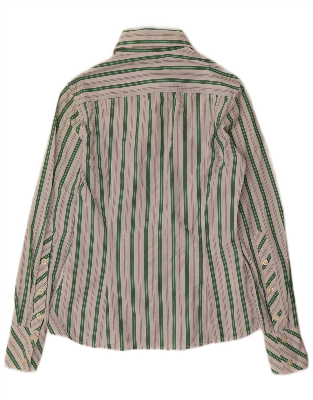 Benetton Chemise Femme UK 6 XS Blanc Rayé Coton