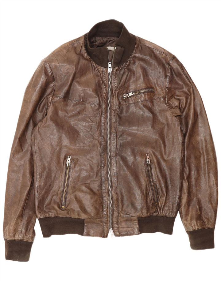 Zen Veste en cuir pour homme UK 40 Grand cuir marron