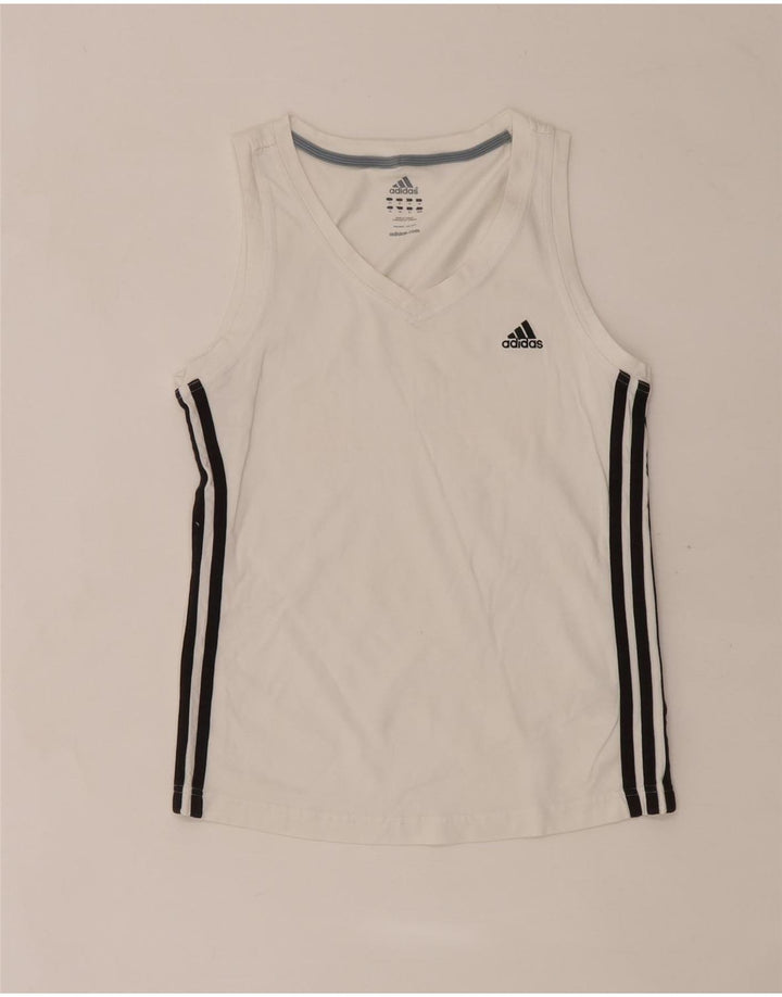 Adidas Débardeur Femme UK 14 Coton Blanc Moyen