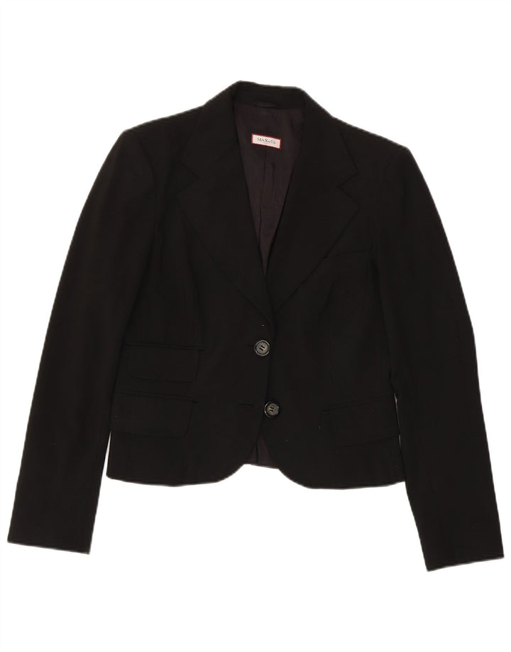 Max & Co. Veste blazer à 2 boutons pour femme UK 10 Small Noir Polyester