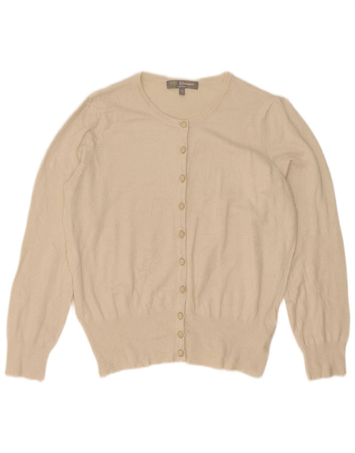 Marks & Spencer Femme Petite Cardigan Pull UK 14 Medium Off White