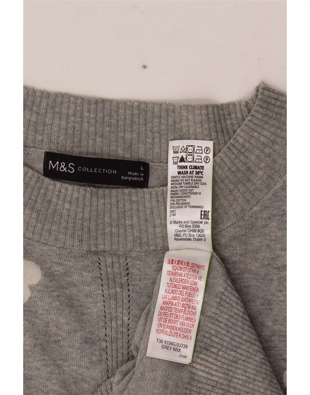 Marks & Spencer Pull à col rond pour femme Motif abstrait UK 16 Larg
