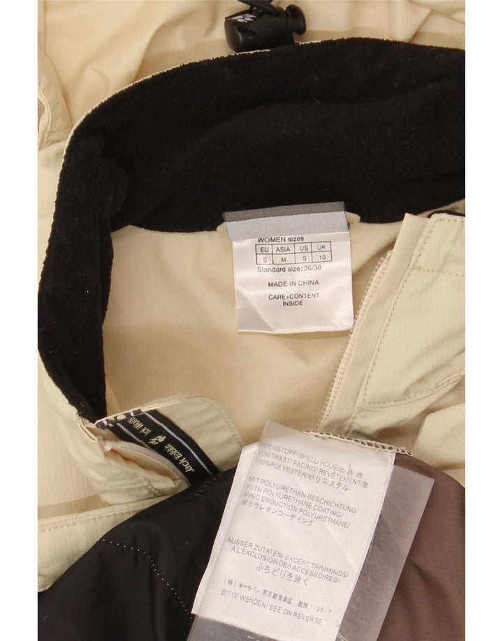JACK WOLFSKIN Veste de pluie surdimensionnée pour femme UK 10 Small Beige Colourblock