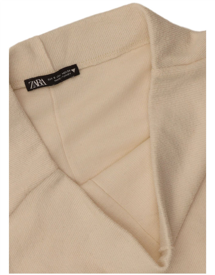 Zara Femme Jupe Midi En Tricot Petit W26 Blanc Cassé