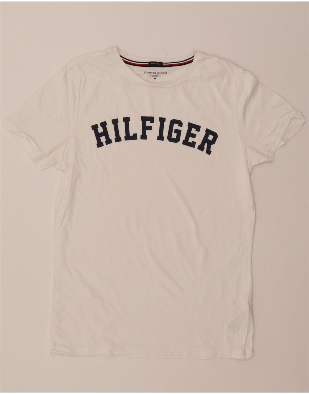 TOMMY HILFIGER T-shirt graphique pour femme UK 14 Coton blanc moyen