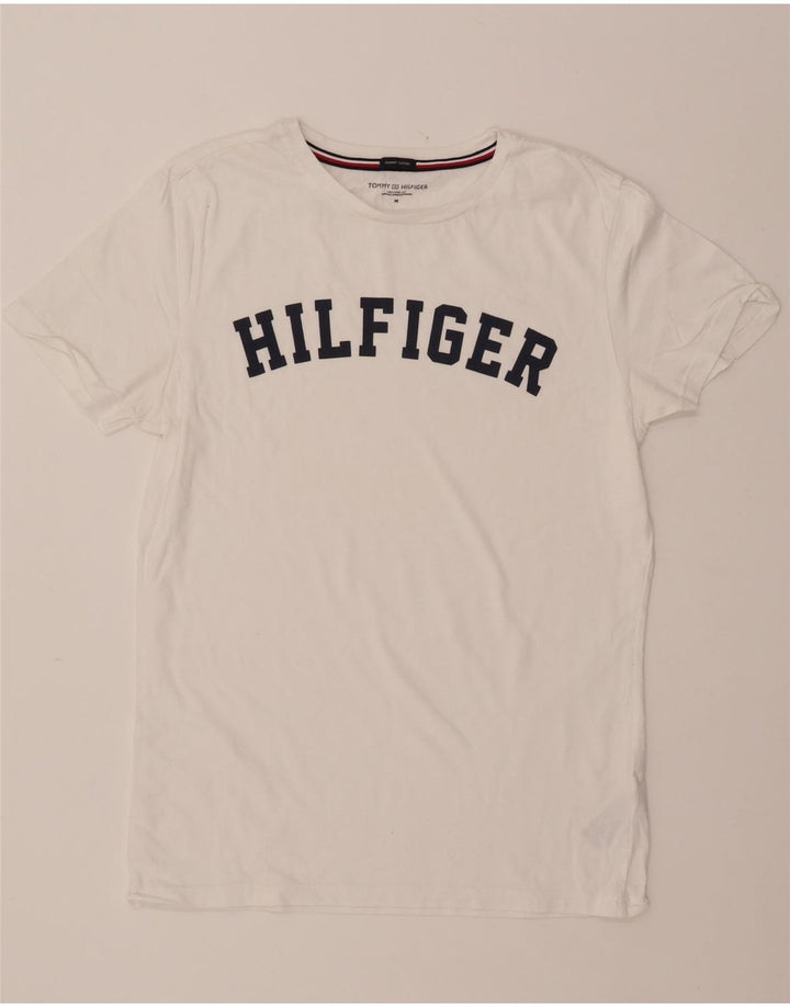 TOMMY HILFIGER T-shirt graphique pour femme UK 14 Coton blanc moyen