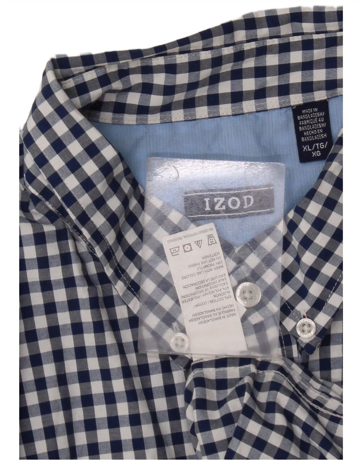 IZOD Chemise à Manches Courtes Homme XL Bleu Vichy Coton