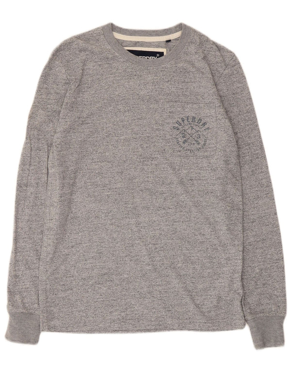 Superdry Haut graphique à manches longues pour homme en coton moucheté gris petit