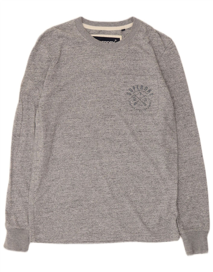 Superdry Haut graphique à manches longues pour homme en coton moucheté gris petit