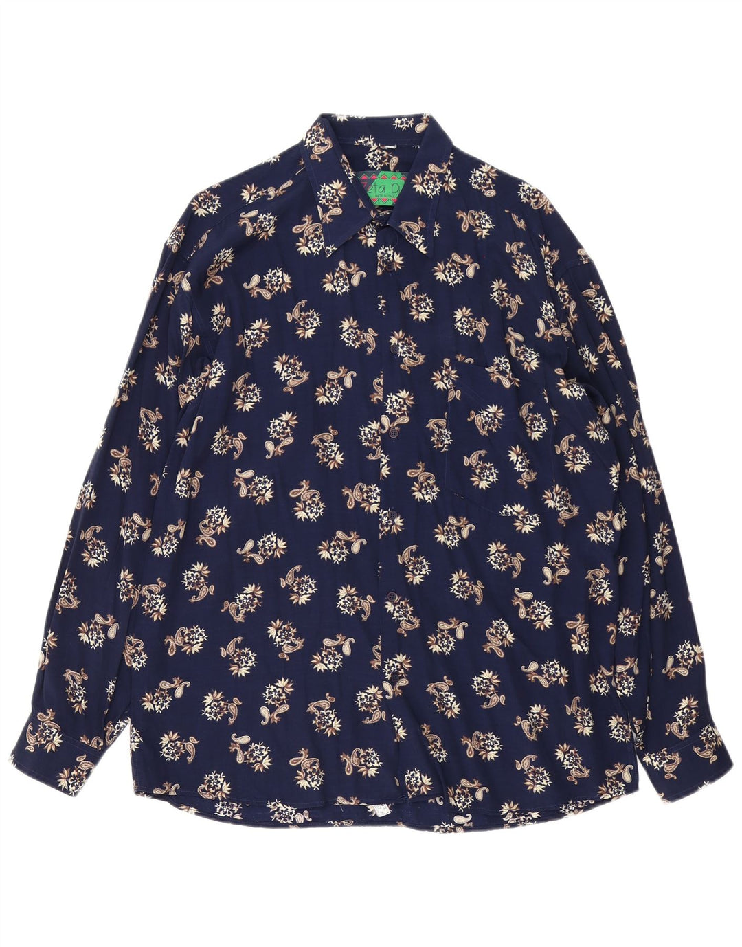 Chemise homme vintage Grande Viscose Paisley Bleu Marine