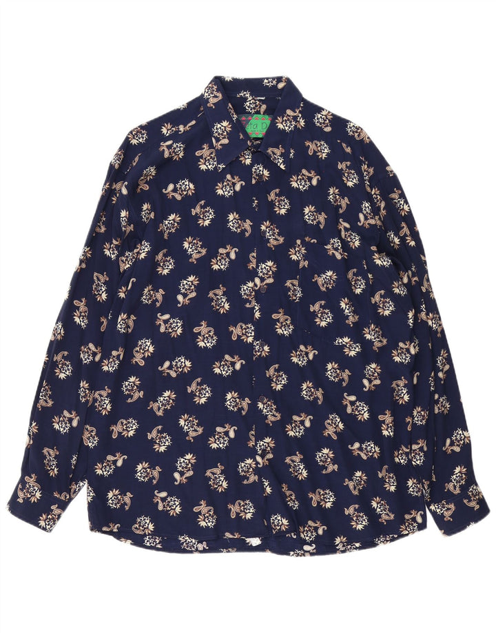 Chemise homme vintage Grande Viscose Paisley Bleu Marine