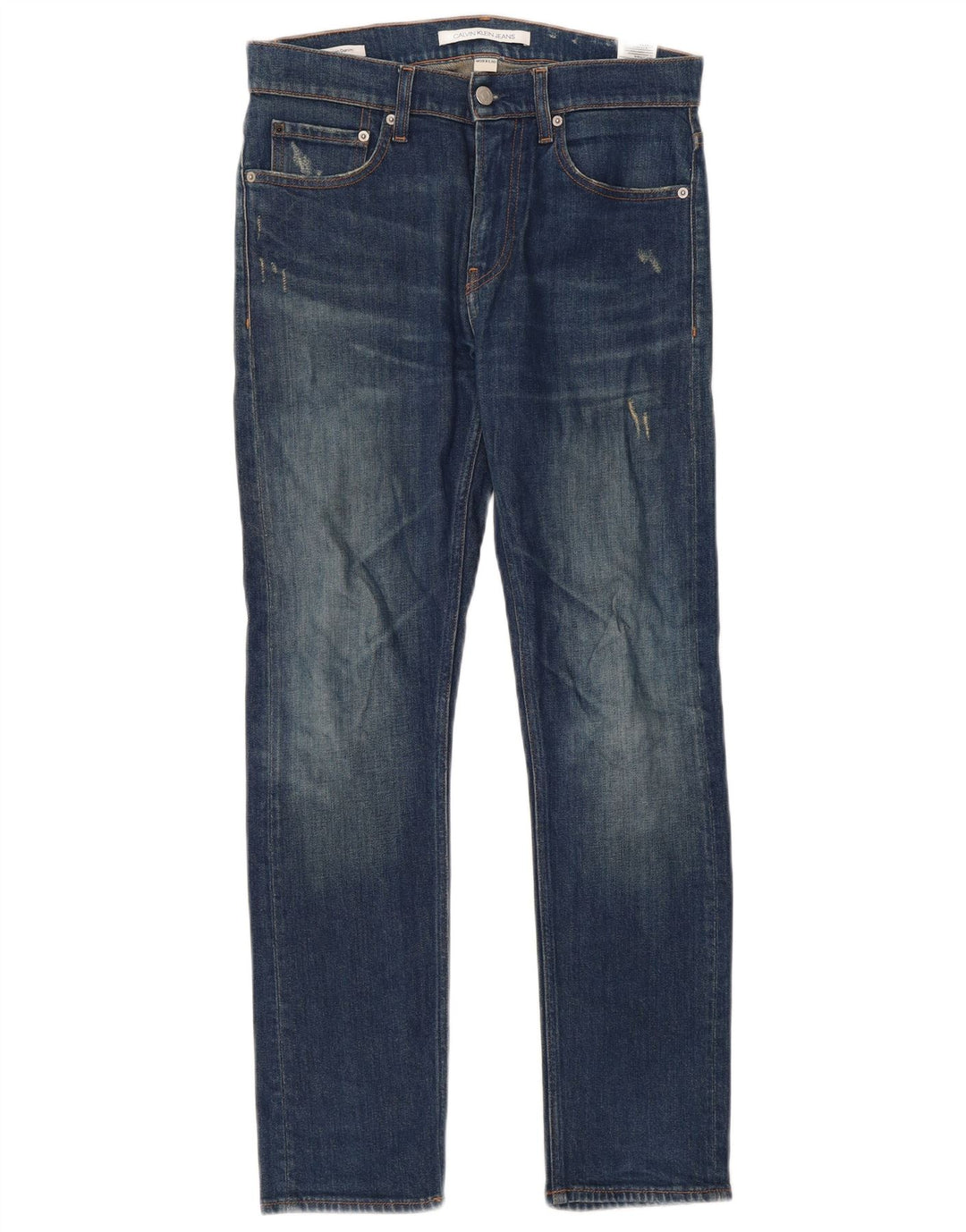 Calvin Klein Jean slim effet vieilli W28 L30 en coton bleu pour femme