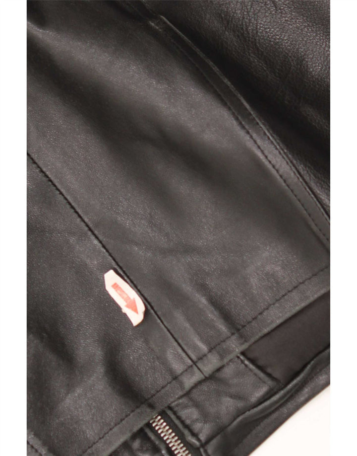 Veste en cuir femme vintage UK 14 Cuir noir moyen